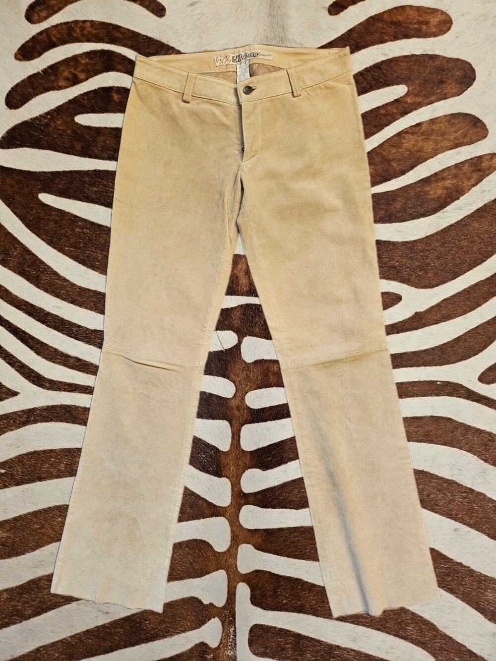 Vintage Y2K Rare Billabong Suede Leather Pants Flare Leg Low rise